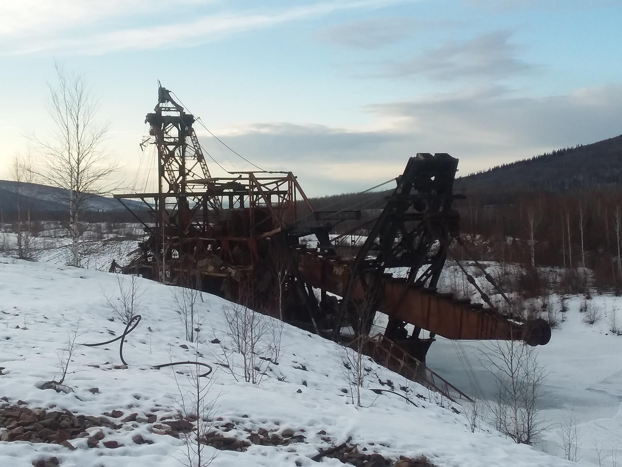 An abandoned gold dredge