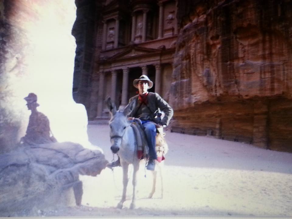 Keenan J. Britt on a donkey at Petra, Jordan